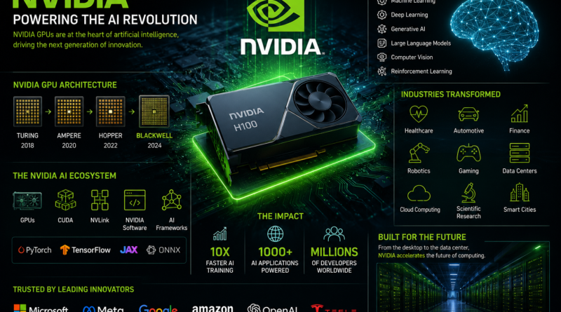 NVIDIA AI GPU powering artificial intelligence, data centers, machine learning, and next-generation semiconductor technology in 2026