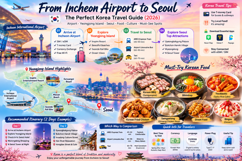 First Time in Korea? The Perfect Incheon Airport to Seoul Travel Guide (2026) chatgpt image 2026년 7월 17일 오전 07 53 54