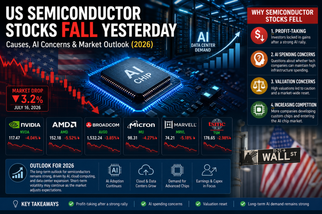 Why Did US Semiconductor Stocks Fall Yesterday? Causes, AI Concerns & Market Outlook (2026) chatgpt image 2026년 7월 18일 오전 07 03 48