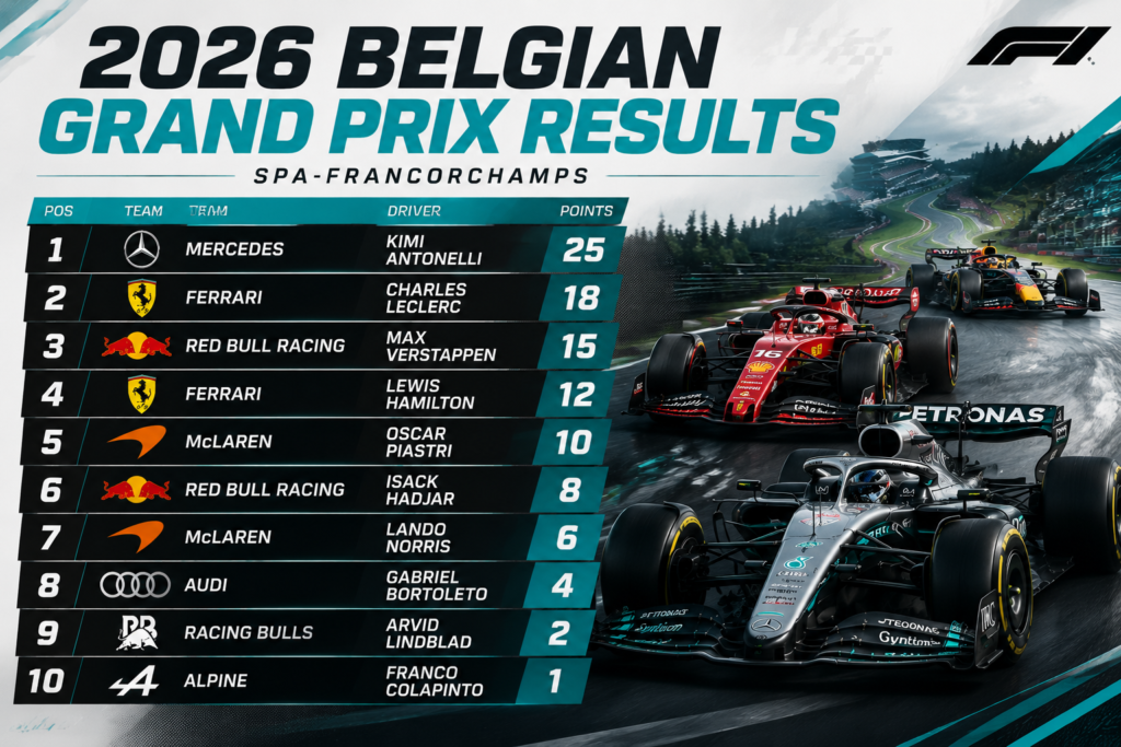 2026 Belgian Grand Prix Results: Antonelli Extends Championship Lead After Dramatic Spa Victory 생성된 이미지 1 (4)